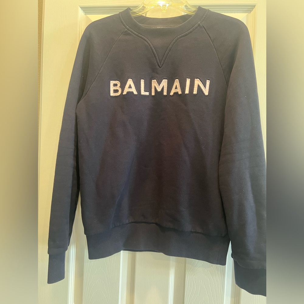 BALMAIN Mens SWEATSHIRT Crewneck Navy Blue Size XS